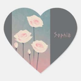 Badge Rond 5 cm Roses, personalized Herz-Aufkleber