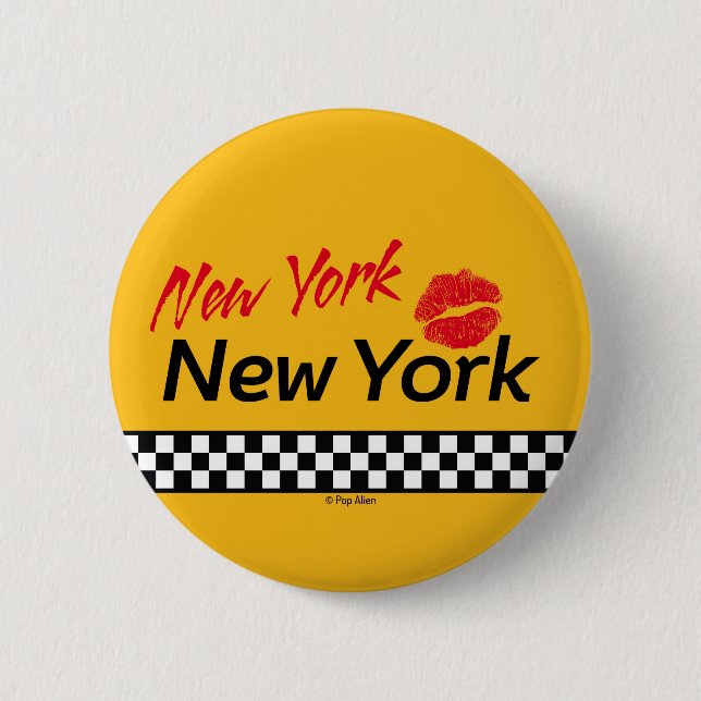 Badge Taxi NY & Red Kiss Button (Vorderseite)