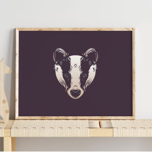 Badger   Badger Forest Animal Wall Print  Poster