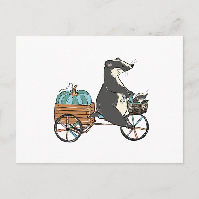 Badger Blue Pumpkin Feiertagspostkarte (Vorderseite)