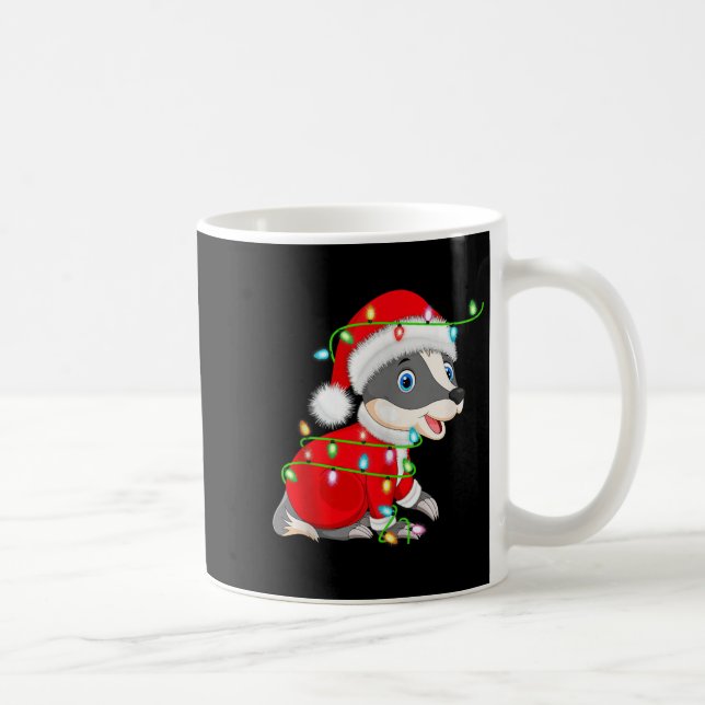 Badger Christmas Lights Santa Costume Cute Animal  Kaffeetasse (Rechts)