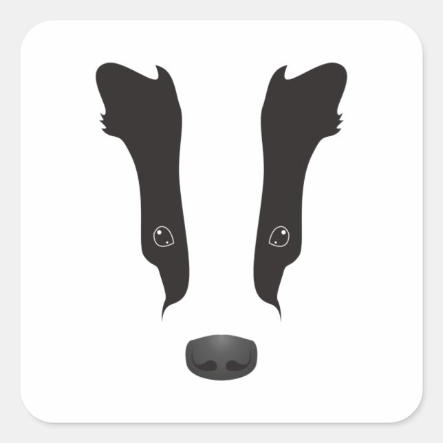 Badger Face-Silhouette Quadratischer Aufkleber (Vorderseite)