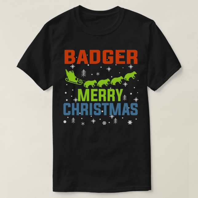 Badger Frohe Weihnachtsgeschenke Ugly Sweater T-Shirt (Design vorne)