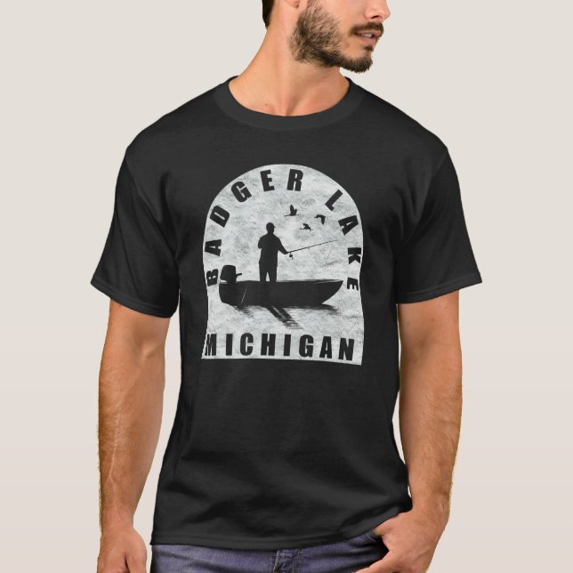 Badger Lake Fischen Michigan T-Shirt (Vorderseite)
