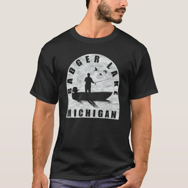 Badger Lake Fishing Michigan T-Shirt (Vorderseite)
