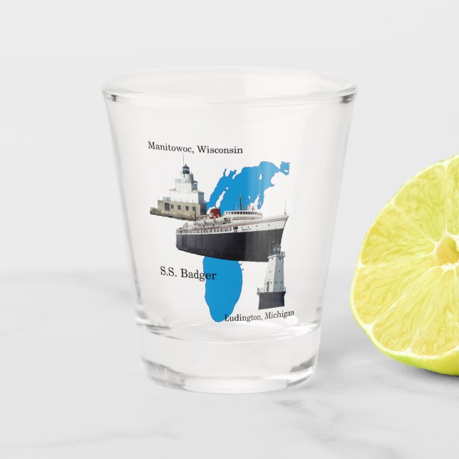 Badger Lake Michigan Schussglas Schnapsglas (Vorderseite)
