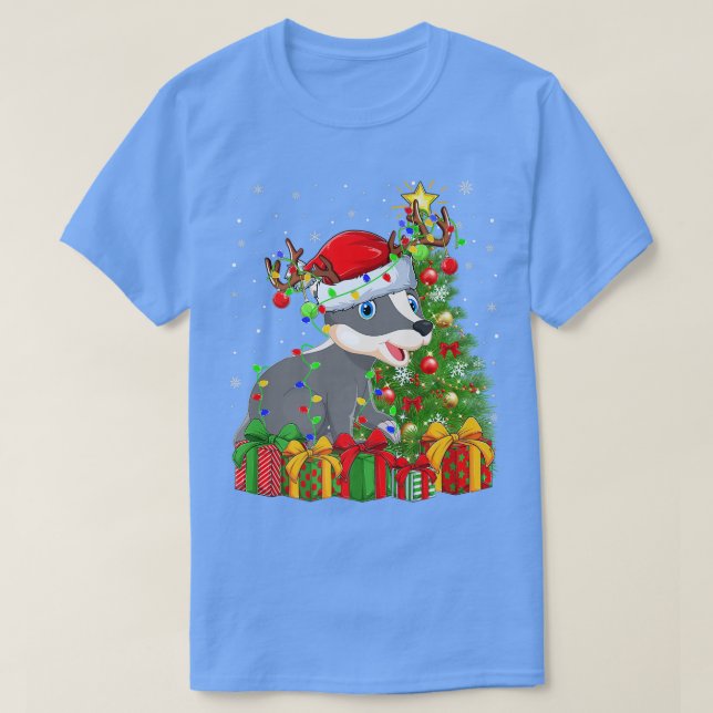 Badger Lighting Xmas Tree Weihnachtsmannmütze Badg T-Shirt (Design vorne)