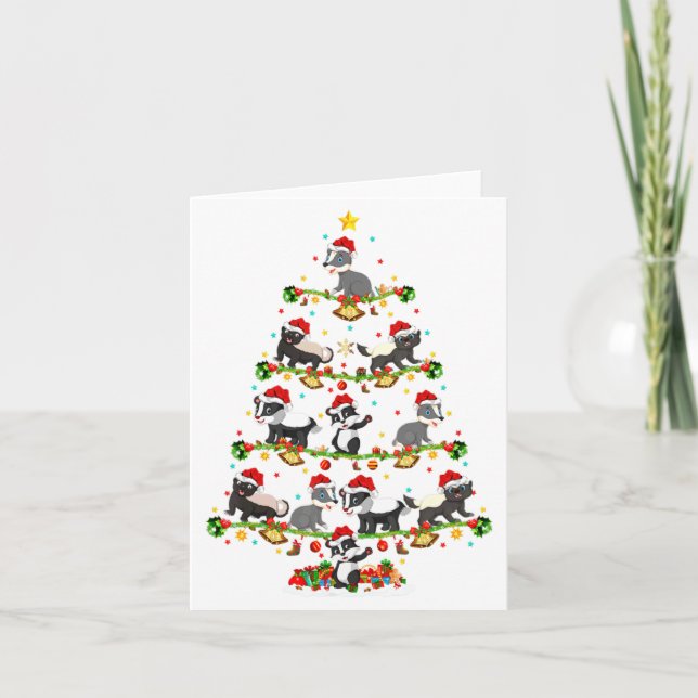 Badger Lights Xmas Santa Badger Christmas Tree  Karte (Vorderseite)