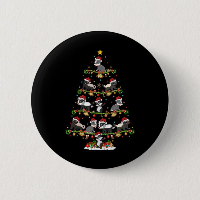 Badger Lights Xmas Santa Badger Christmas Tree T S Button (Vorderseite)