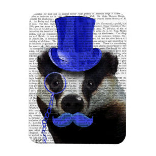 Badger mit Blue Top Hat und Mustache Magnet