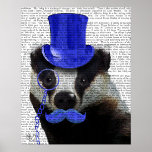 Badger mit Blue Top Hat und Mustache Poster