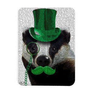 Badger mit Grünem Top-Hut und Mustache Magnet
