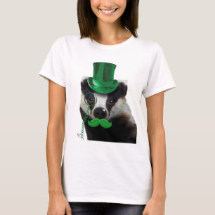 Badger mit Grünem Top-Hut und Mustache T-Shirt
