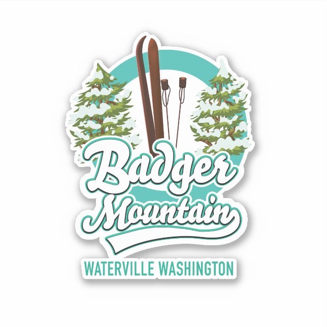 Badger Mountain Waterville Ski Logo Aufkleber (Vorderseite)