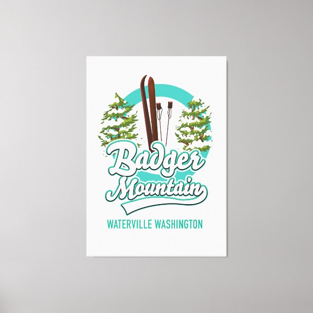 Badger Mountain Waterville Ski Logo Leinwanddruck (Vorderseite)