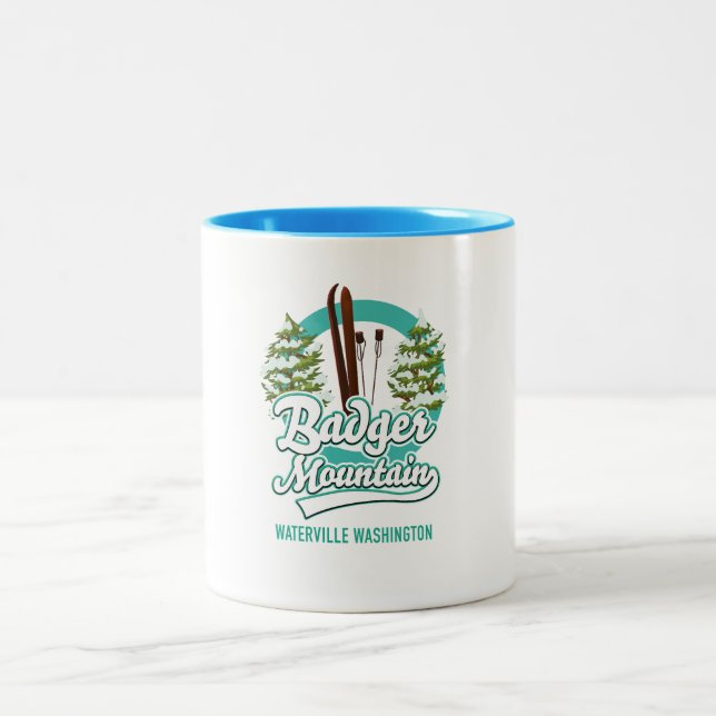Badger Mountain Waterville Ski Logo Zweifarbige Tasse (Mittel)