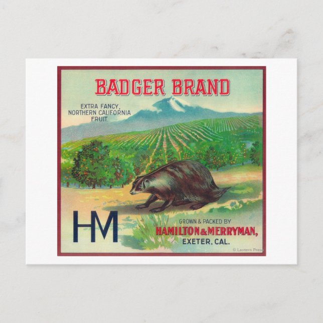 Badger Orange LabelExeter, CA Postkarte (Vorderseite)