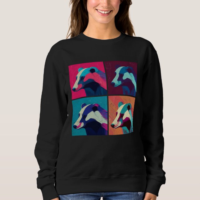 Badger Pop Illustration Colorful Animal Women Men  Sweatshirt (Vorderseite)