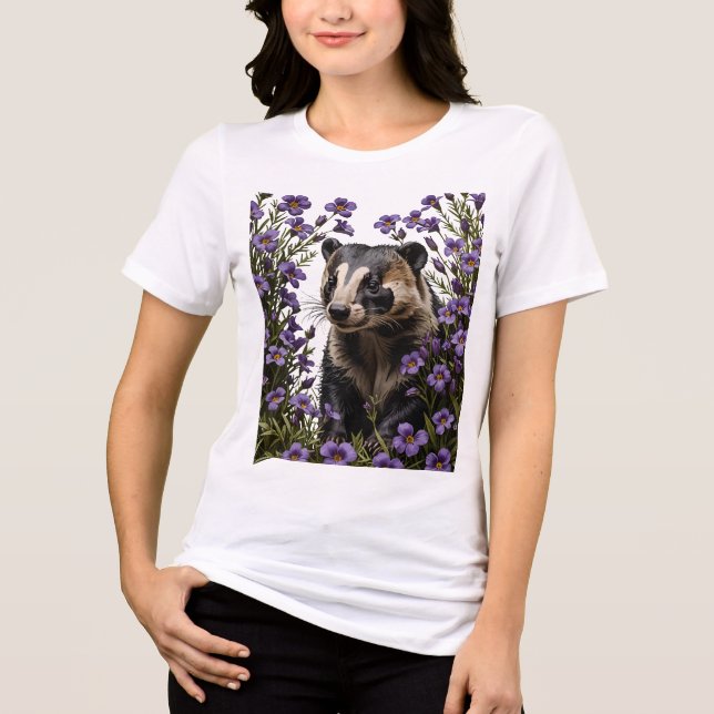 Badger umgeben von Wisconsin-Holzvioletten Tri-Blend Shirt (Vorderseite)