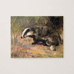 Badger von CE Swan, Poster für Vintage Waldtiere Puzzle