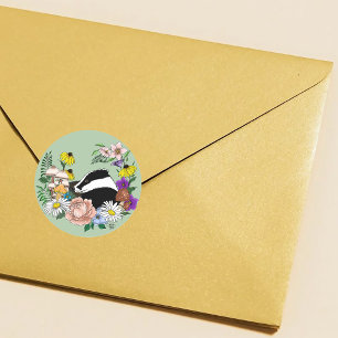 Badger Wild Blume Green Runder Aufkleber