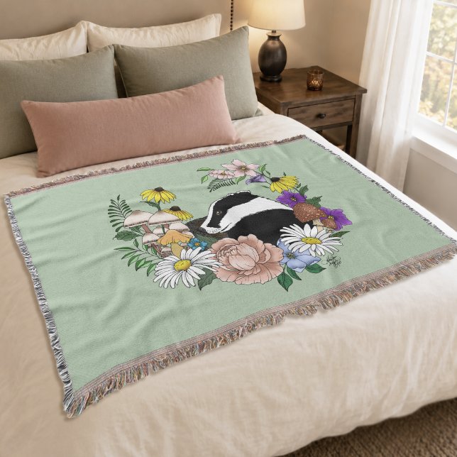 Badger Wild Blume Mushrooms Green Decke (Von Creator hochgeladen)