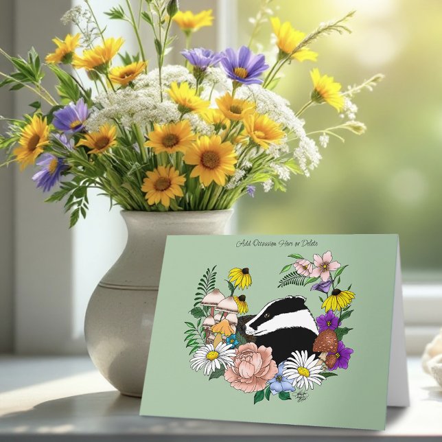 Badger Wild Blume Mushrooms Green Karte (Von Creator hochgeladen)