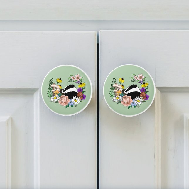 Badger Wild Blume Mushrooms Green Keramikknauf (Von Creator hochgeladen)