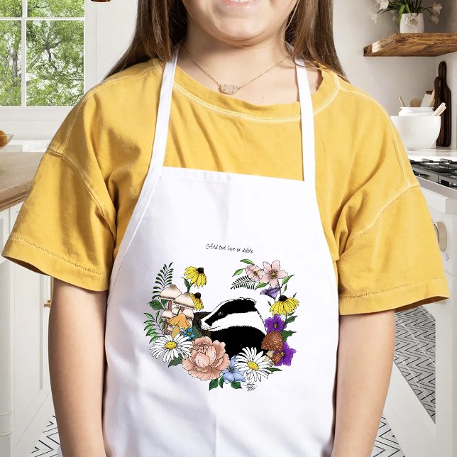 Badger Wild Blume Mushrooms Green Kinderschürze (Von Creator hochgeladen)