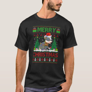 Badger Xmas Tree Lights Ugly Santa Badger Christm T-Shirt