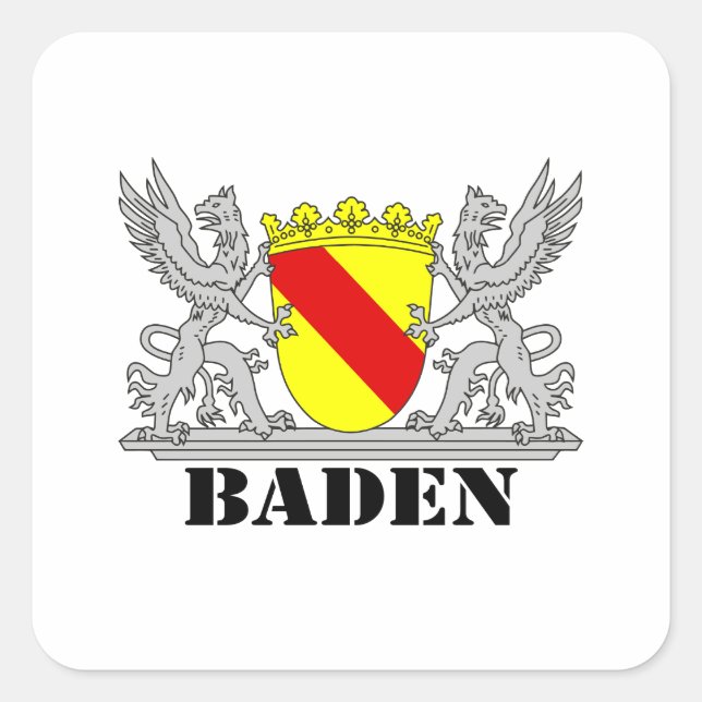 Badisches Wappen Badischer Greif mi Schrift Baden Quadratischer Aufkleber (Vorderseite)
