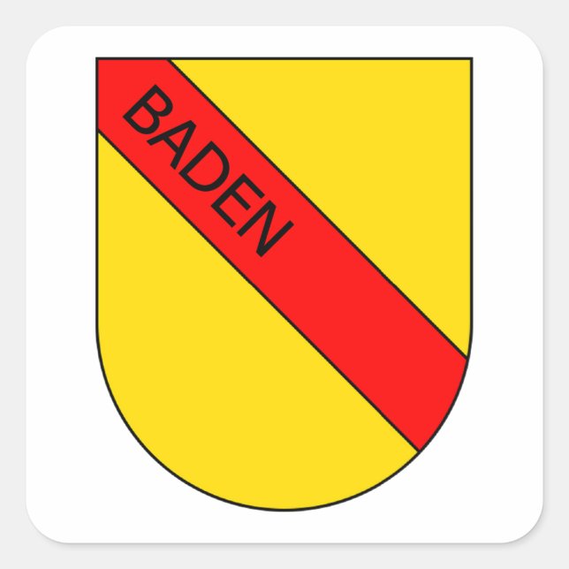 Badisches Wappen mit Schrift Quadratischer Aufkleber (Vorderseite)