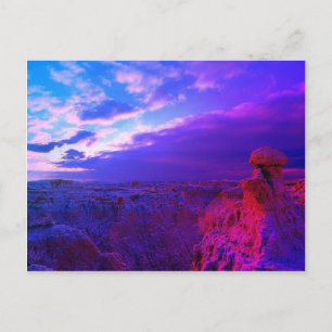 Badlands colorfull sky of blue and red postkarte