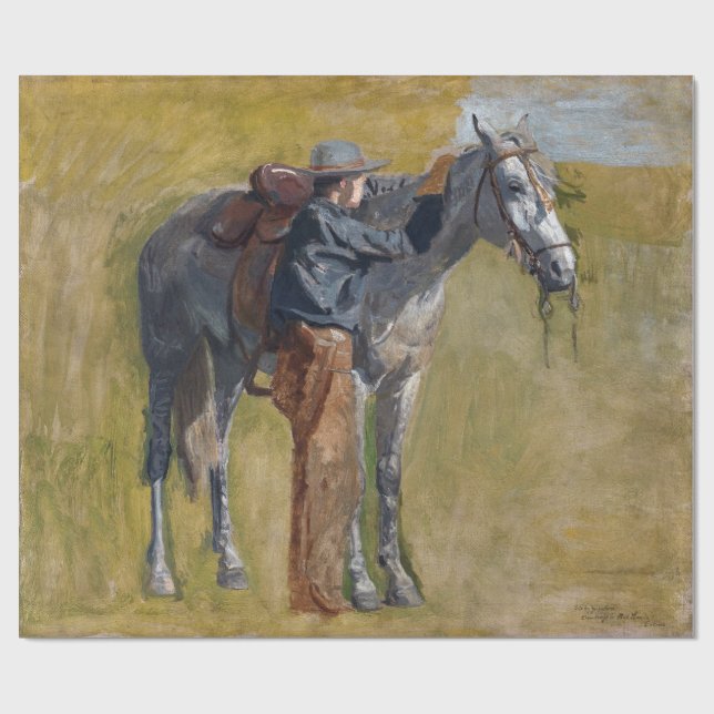 Badlands, Cowboy Horse Old West Thomas Eakins Geschenkpapier (Flach)