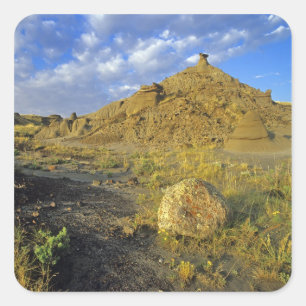 Badlands-Formationen im Dinosaur Provincial Park Quadratischer Aufkleber
