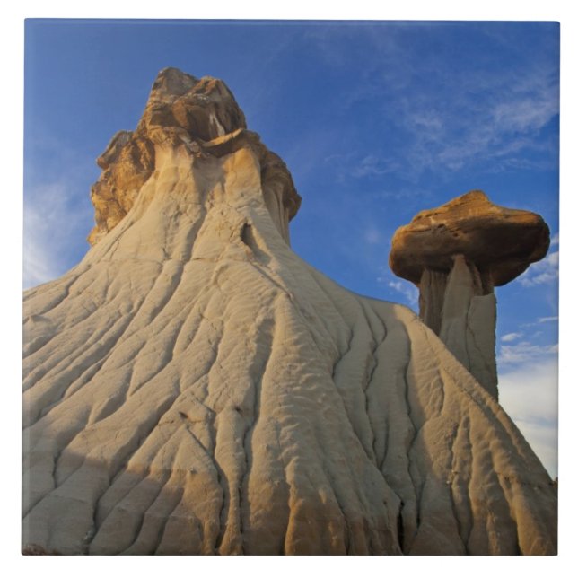 Badlands-Formationen im Makoshika-Staat Park in Fliese (Vorderseite)