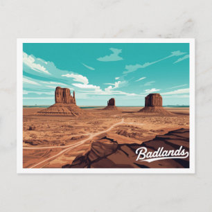 Badlands Monument Valley Vintage Kunst Postkarte