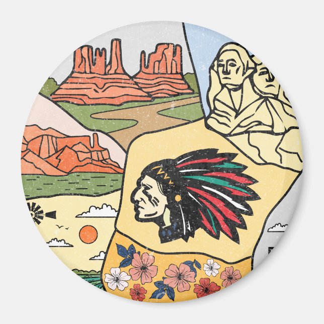 Badlands Mt Rushmore Black Hills South Dakota Kart Magnet (Vorne)