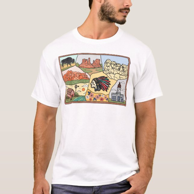 Badlands Mt Rushmore Black Hills South Dakota Kart T-Shirt (Vorderseite)