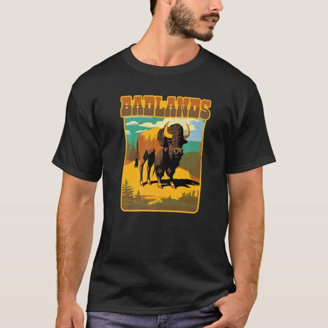 Badlands National Park Bison American Buffalo Dako T-Shirt (Vorderseite)
