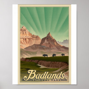 Badlands National Park Litho Kunstposter Poster