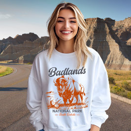 Badlands National Park Retro Bison Artwork Gift Sweatshirt