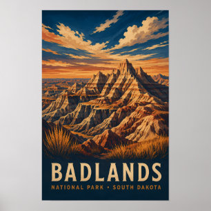 Badlands National Park South Dakota Holzblock Poster