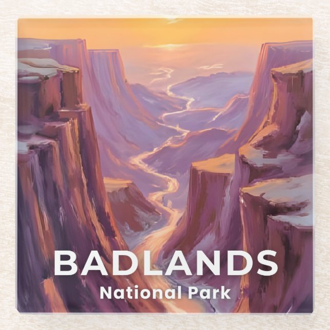 Badlands National Park South Dakota Painting Glasuntersetzer (Vorderseite)