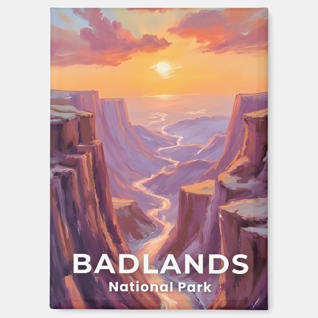 Badlands National Park South Dakota Painting Magnet (Vorderseite)