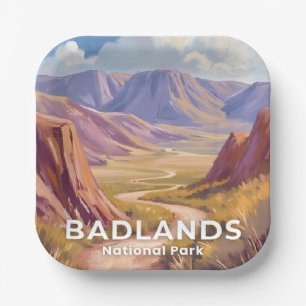 Badlands National Park South Dakota Reise Kunst Pappteller