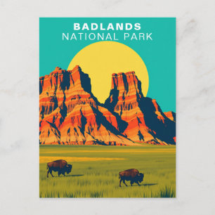 Badlands National Park South Dakota USA Buffalo Postkarte