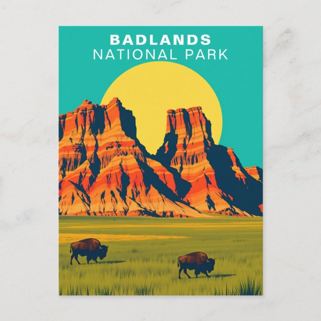 Badlands National Park South Dakota USA Buffalo Postkarte (Vorderseite)