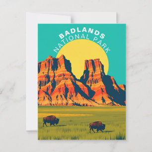 Badlands National Park South Dakota USA Vintag Postkarte