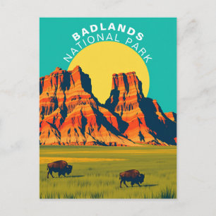 Badlands National Park South Dakota USA Vintage Postkarte